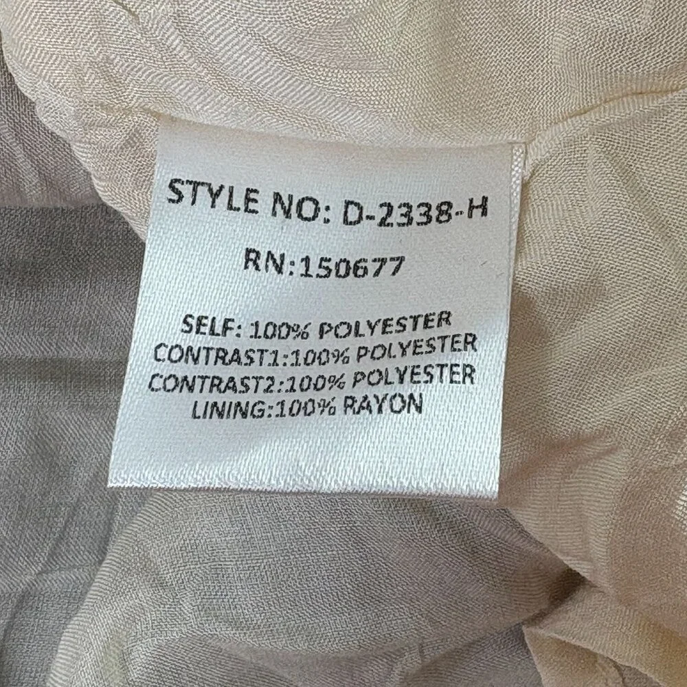 One One Six Dress Size S Blue Cream Tiered Open Back Tie Neck Boho Cottage - Picture 9 of 12